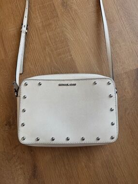 Michael Kors Cream Leather Studded Crossbody Bag